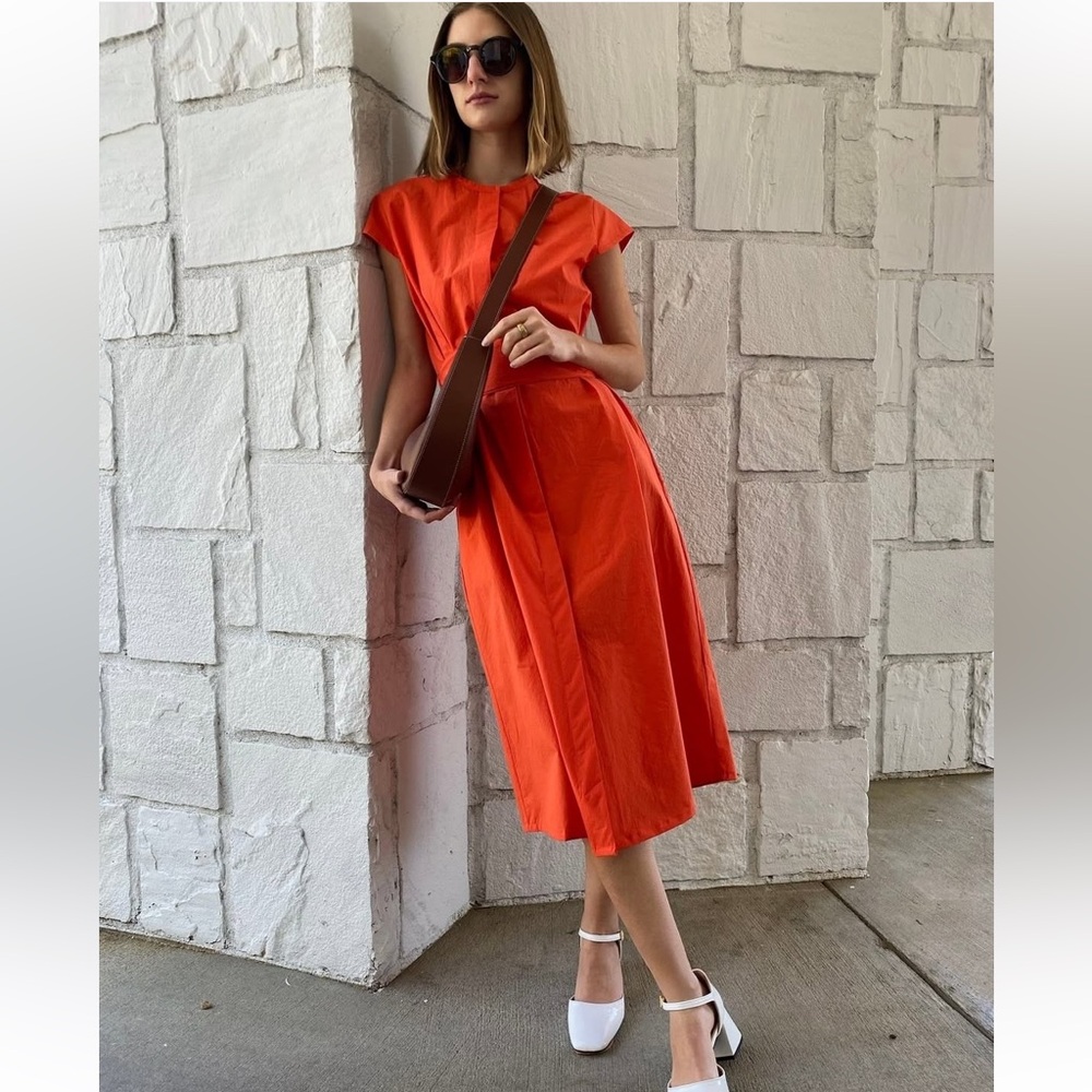 Megan Huntz Atlanta Cotton Shirt Dress Orange Size XS
